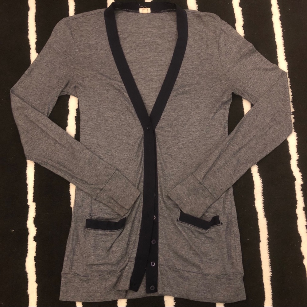 J CREW  striped v neck cardigan